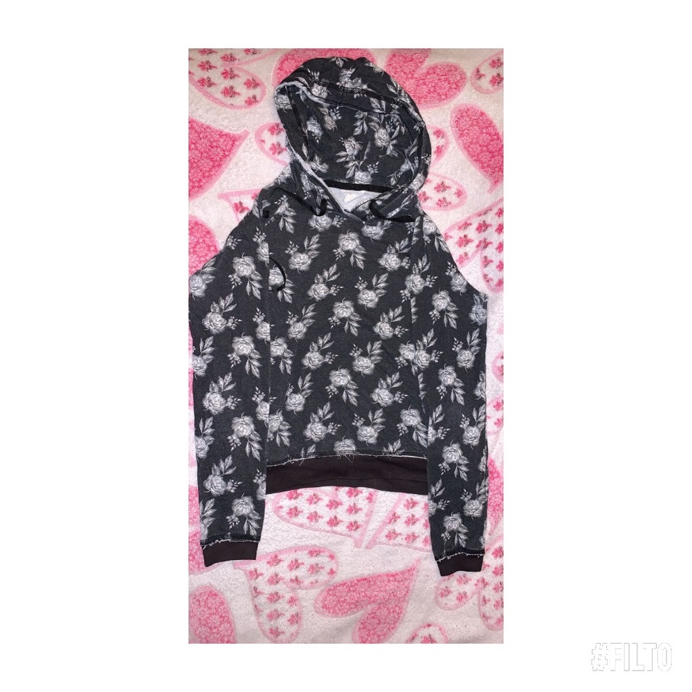 Black & white rose faded Aeropostale hoodie